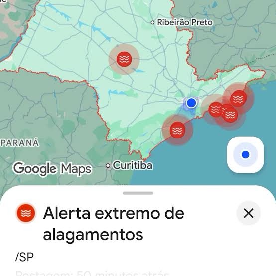 Google Maps exibe alerta extremo de alagamento após invasão no sistema da defesa civil e gera preocupação entre usuários